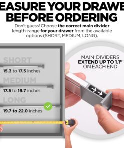 PRACTICAL COMFORT Kitchen Drawer Organizer for Silverware Utensils Flatware 9 Dividers Set | MEDIUM | 3 Dividers 17.5" to 19.7" + 6 Dividers 3.8" 24 71dEgW3AyvL