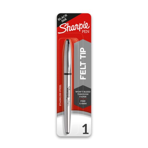 Sharpie Stainless Steel Grip Pen, Fine Point (0.8mm), Black, 1 Count 1-Count Black (Stainless Steel) Standard Packaging