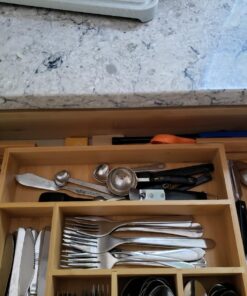 Expandable Bamboo Silverware Organizer 6-8 Slots Adjustable Amazing Drawer Inserts with Deep Dividers. EASY TO INSTALL, Storage of Flatware , Cutlery, Wooden or Stainless Utensil - Kitchen Knives 44 71dFRYrUaYL