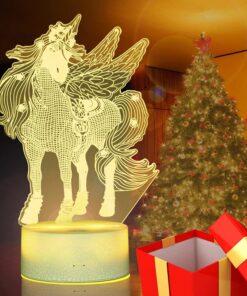 Unicorn Night Light for Kids 7 Colors Changing Unicorn 3D LED Light 3 Modes with Remote Control 3D Illusion Light for Kids Room Home Decor, Birthday Xmas Party Thanksgiving Halloween Unicorns Gifts Light Yellow