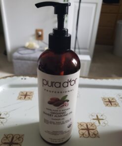 PURA D'OR 16 Oz Organic Sweet Almond Oil - 100% Pure & Natural USDA Certified Cold Pressed Carrier Oil - Hexane Free - Facial Polish, Full Body, Massages, DIY Base, For Face Skin & Hair, Men & Women 37 71dH3wgAbnL