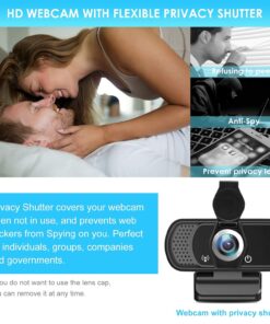 Alternative view of XPCAM Full HD 1080P Webcam with Privacy Shutter and Tripod, Pro Streaming Web Camera with Microphone, Widescreen USB Computer Camera for PC Mac Laptop Desktop
