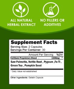 VH Nutrition FOLLIFORM | DHT Blocker for Men and Women* | Saw Palmetto, Pygeum, Nettle Root Formula | 1500mg | 60 Capsules 23 71dJVkjUr1L