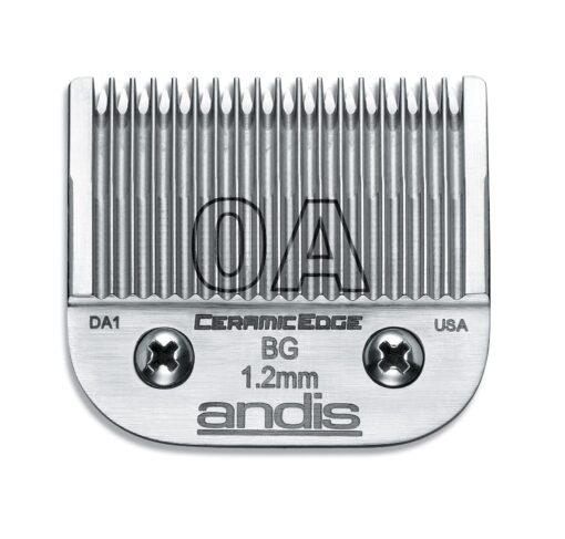 Andis 64470 Ceramic Edge Carbon-Infused Steel Detachable Clipper Blade - Chrome Finish, Anti-Rust, Extends Edge Life, Compatible All Andis Series - Size 0A, 3/64-Inch (1.2mm) Cut Length, Chrome