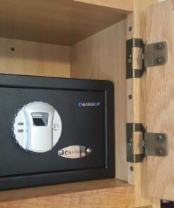 BARSKA AX11620 Biometric Fingerprint Mini Security Home Safe Box 0.29 Cubic Ft, Black, 12" x 8" x 7.75" Front Opening Compact 0.23 CU FT 39 71dJspH8qL