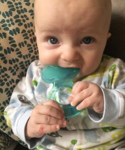 Nuby Silicone Teethe-EEZ Teether with Bristles, Includes Hygienic Case, Aqua Teal 32 71dLYU9mGpL
