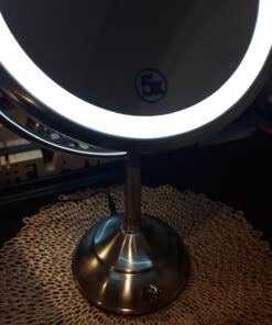 VESAUR 10" Extra Large and 17" Tall Lighted Makeup Mirror, 1X/5X Magnifying Vanity Mirror with 3 Colors Dimmable, 52 Premium LED Lights, 360° Rotation Table Mirror 2 Power Supply, Pearl Nickel XX-Large 56 71dLtadQaFL