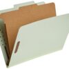 Amazon Basics Classification Folder- 100% Recycled, 1 Divider, 2-Inch Embedded, Letter, Light Green, 10-Pack
