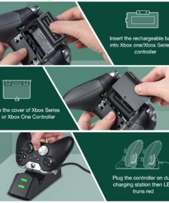 Controller Charger Station for Xbox one, Charging Station for Xbox one Controller Battery Pack, 2 x 1200 Rechargeable Battery Pack Compatible with Xbox Series X|S/Xbox One/Xbox One S/X/Elite 24 71dMd1rkI2L