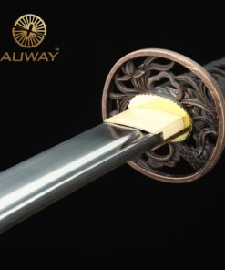 Auway 40" Orchid Tsuba Fully Handmade High Carbon Steel Full Tang Blade Real Japanese Katana Samurai Swords 16 71dN5gSdnEL