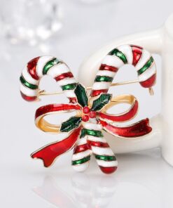 Fesciory Christmas Brooch Pins for Women, Multi-Colored Rhinestone Crystal Enamel Christmas Jewelry Gift for Girls A:Enamel Candy Cane 12 71dOpwbkPL