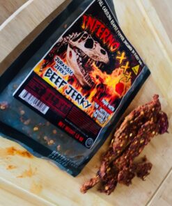 INFERNO X Carolina Reaper Beef Jerky – With Jurassic jerky’s special Blend of spices and the famous Carolina Reaper Pepper, the World’s Hottest Pepper! Amazing taste, MSG-free, no preservatives meat snack. Can You Handle The HEAT? (3 OZ bag) 19 71dPKmorvVL