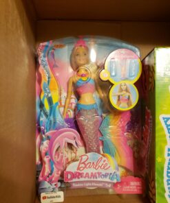 Barbie Dreamtopia Doll, Rainbow Lights Mermaid with Glimmering Light-Up Rainbow Tail, Headband and Blonde Hair Twinkle Lights 49 71dPUqbvYL