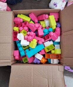 MEGA BLOKS Fisher-Price Toddler Block Toys, Big Building Bag with 80 Pieces and Storage Bag, Pink, Gift Ideas for Kids Age 1+ Years Pink Bag 37 71dQ5C6FUL