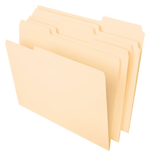 Pendaflex File Folders, Letter Size, 8-1/2" x 11", Classic Manila, 1/3-Cut Tabs in Left, Right, Center Positions, 100 Per Box (65213) 1/3 Cut, 100 Box Frustration-Free Packaging