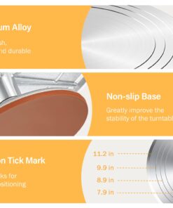 Kootek Aluminium Alloy Revolving Stand 12" Cakes Turntable with 12.7" Angled Frosting, 3 Comb Icing Smoother, Silicone Spatulas Pie Server/Cutter Baking Decorating Tools 26 71dSUCXLxBL