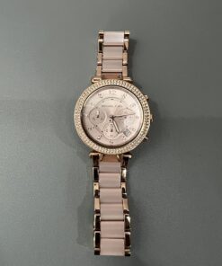 Michael Kors Parker Women's Watch, Stainless Steel and Pavé Crystal Watch for Women with Steel, Leather, or Silicone Band Blush/Rose gold 30 71dUJZofUPL
