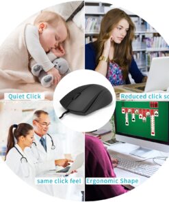 Rapoo Silent Wired Mouse, 1000 DPI 5ft Cord Quiet Button Optical Computer Mouse, Left Right Hand Use, for Laptop Chromebook Mac Notebook, Matte Black 18 71dUM58OZQL