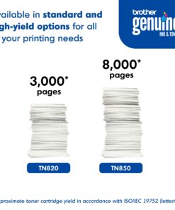 Brother Genuine High Yield Toner Cartridge, TN850, Replacement Black Toner, Page Yield Up to 8, 000 Pages, Amazon Dash Replenishment Cartridge 16 71dUS5ROMkL