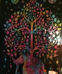 Marubhumi Psychedelic Mandala Hippy Tie Dye Tree of Life Room Decorations Tapestry Wall Hanging Tapestries (Multi Black, Twin Size, 85 x 55 Inch) Multi Black 29 71dVCmiTYsL