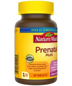 Nature Made Prenatal Multi, 90 Tablets, Folic Acid + 17 Prenatal Vitamins & Minerals to Support Baby Development and Mom, Vitamin D3, Calcium, Iron, Iodine, Vitamin C, and More (Pack of 3) 90 Count (Pack of 3) 17 71dVUaBLzRL