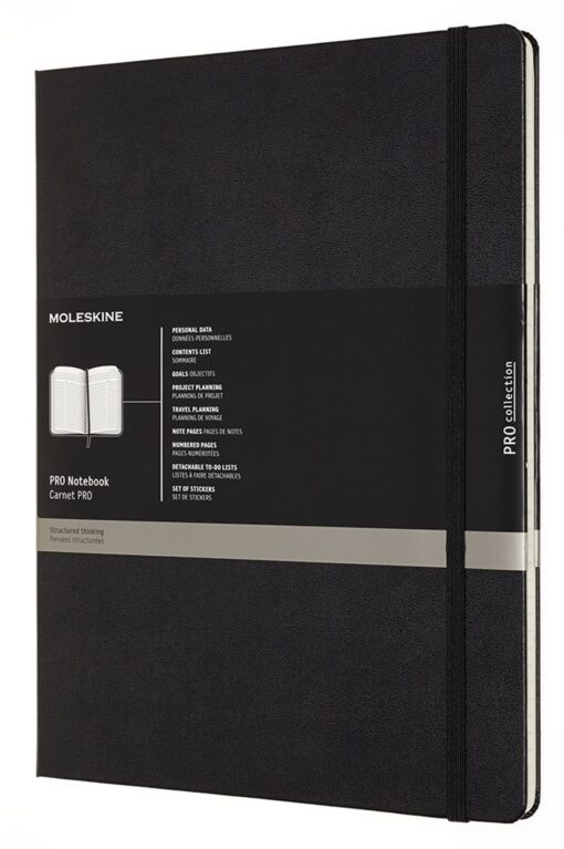 Moleskine PRO Notebook, Hard Cover, XXL (8.5" x 11") Professional Project Planning, Black, 192 Pages