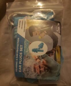 ANBOW Soft Ear Plugs for Sleeping Noise Cancelling. Ear Plugs for Swimming, Concerts, Travel, Work, Snoring & Concentration. Reusable Silicone Earplugs with Adjustable Size. 3 Pairs + Travel Pouch Light Blue 36 71dVt4MpIWL