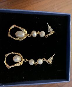 Baroque Pearl Drop 14K Gold Statement Dangle Earrings for Women Modern Irregular Pearl 24 71dWEt1 S8L