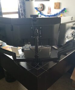 MOUNTUP Triple Monitor Stand Mount - 3 Monitor Desk Mount for Computer Screens Up to 27 inch, Triple Monitor Arm with Gas Spring, Heavy Duty Monitor Stand, Each Arm Holds Up to 17.6 lbs, MU0006 Black 50 71dXtAcdFtL