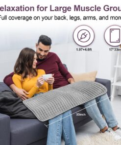 Heating Pad for Back Pain Relief Large 17 x 33, Electric Heated Pad Moist for Back Pain Muscle,Soft Heating Pads for Cramps, Abdomen, Waist, Neck, Shoulder with Heat Settings and Auto-Off (Gray) 17 x 33 Gray 29 71dYS9caJmL