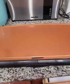 BELLA Electric Ceramic Titanium Griddle, Make 10 Eggs At Once, Healthy-Eco Non-stick Coating, Hassle-Free Clean Up, Large Submersible Cooking Surface, 10.5" x 20", Copper/Black 10.5" x 20" 31 71dYnVC5gL