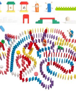 Joqutoys 600 PCS Dominoes Set for Kids, Wooden Domino Building Blocks, 6 Colors Bulk Dominoes Racing Tiles Games with Extra 26 Add-on Blocks and Storage Bag, Educational Toys for Kids Birthday Party 20 71daAwqZvKL