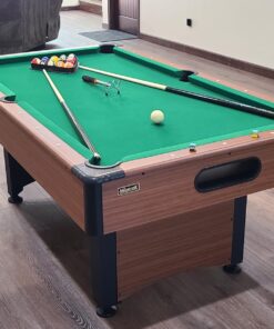 Mizerak Dynasty Space Saver 6.5' Billiard Table with Leg Levelers, Automatic Ball Return, and Classic Green Nylon Cloth 65 71daspbBgwL