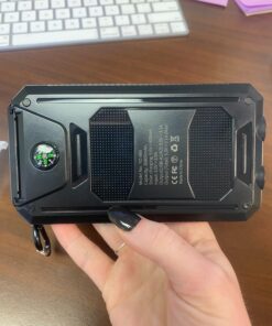 Feeke Solar-Charger-Power-Bank - 36800mAh Portable Charger,QC3.0 Fast Charger Dual USB Port Built-in Led Flashlight and Compass for All Cell Phone and Electronic Devices(Deep Black) Deep Black 23 71dauTxekAL