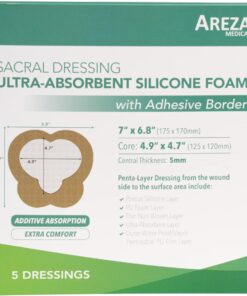 Sacral Silicone Ultra-Absorbent Foam Dressing 7" X 6.8" Box of 5; Wound Dressing By Areza Medical 7" x 6.8" 9 71dcwakZJJL