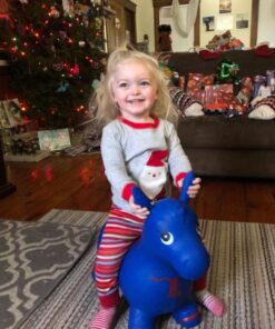 AppleRound Horse Bouncer with Hand Pump, Inflatable Space Hopper, Ride-on Bouncy Horse (Blue) Blue 38 71ddz 2PPpL