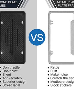 Intermerge License Plate Frames, 2 Pack, Universal US Car Black TPU Bracket Holder. Rust-Proof, Rattle-Proof, Weather-Proof with Drainage Holes Car Accessories 27 71df8ZIfFKL