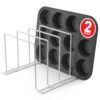 Stock Your Home White (2 Pack) Steel Baking Pan Organizer Rack for Cabinet or Counter, Holder for Kitchen Cutting Boards, Pot Lids, or Cookie Sheets - Rust Proof Wire, Drying Storage 49 71dfjVSc8eL