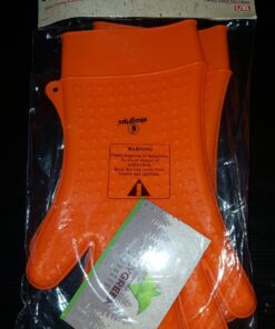 Jolly Green Products Ekogrips Premium Heat-Resistant BBQ Gloves for Cooking and Meat Handling, Kitchen Oven Gloves, Fireplace Accessory, Campfire Gloves, BBQ Mitt, Dishwashing Gloves (Orange, L/XL) Orange 47 71dgJk0dSgL
