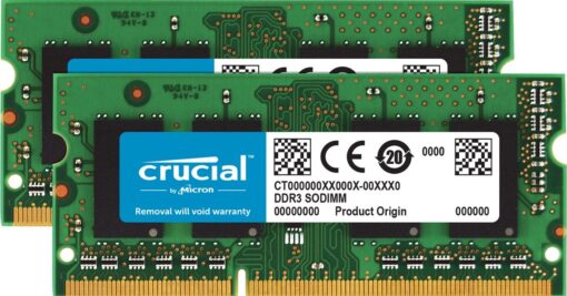 Crucial Technology 8GB Kit (4GBx2), 204-pin SODIMM, DDR3 PC3-10600, 8GB Kit (4GBx2)