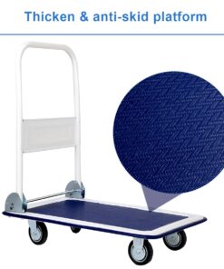 Giantex 10 Costway Platform Cart Dolly Folding Foldable Moving Warehouse Push Hand Truck, 330lbs Weight Capacity, Blue 14 71dhZJUgb8L