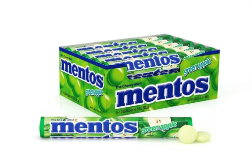 Mentos Chewy Mint Candy Roll, Green Apple, Bulk, Party, Non Melting, 1.32 ounce/14 Pieces (Pack of 15) 14 Count (Pack of 15)