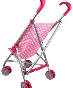 Precious Toys Baby Doll Stroller, Pink & White Polka Dots Baby Stroller for Dolls, Foldable Toy Baby Stroller, Toy Stroller for Baby Dolls, Doll Strollers for Girls 2 Years Old and Older, Toddlers 12 71dikG85rTL