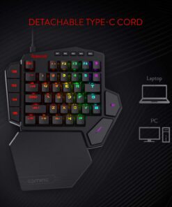 Redragon K585 DITI One-Handed RGB Mechanical Gaming Keyboard, 42 Keys Type-C Professional Gaming Keypad w/Upgraded Hot-Swappable Socket, 7 Onboard Macro Keys & Detachable Wrist Rest Blue Switch Black 34 71dj5WtheHL