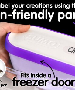 SUMO Ice Cream Containers with Lids for Homemade Ice Cream - Set of 2 Tubs - 1.5 Quart or 3 Pints per Container, Reusable Ice Cream Containers for Freezer Storage, Purple 2 Containers (1.5 Quart Each) 19 71dk8yCC06L