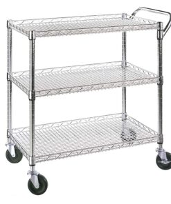 Seville Classics UltraDurable NSF Commercial Heavy Duty Metal Rolling Utility Cart, w/ Steel Shelves, Handle Bar for Restaurant, Garage, Warehouse, Kitchen, Office, Top Shelf (36"W x 18"D) Chrome Top Shelf (36"W x 18"D) 36 71dmo3xwGBL