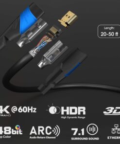 HDMI Cable 4K – 50ft – with A.I.S Shielding – Designed in Germany (Supports All HDMI Devices Like PS5, Xbox, Switch – 4K@60Hz, High Speed HDMI Cord with Ethernet, Black) – by CableDirect 50 ft 16 71dmvN1UeHL 1