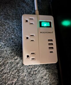 2 Prong Extension Cord with USB-C, ROOTOMA 2 Prong to 3 Prong Outlet Adapter, 3 Outlet & 4 USB Charging Station, 3 Prong Adapter 4ft, Non-Grounded, for Polarized Two Prong Outlet, Old House, White 4ft-2pin 34 71dnmraR0UL