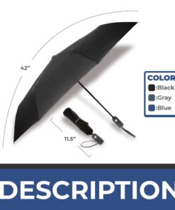 Alternative view of Windproof Teflon Coated Travel Umbrella - Auto Open/Close - Travel Stylish Lightweight Design for Women/Men Black