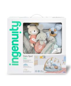 Ingenuity Cozy Spot Reversible Duvet Activity Gym & Play Mat with Wooden Bar - Loamy, Ages Newborn + 44 71doMTCce4L